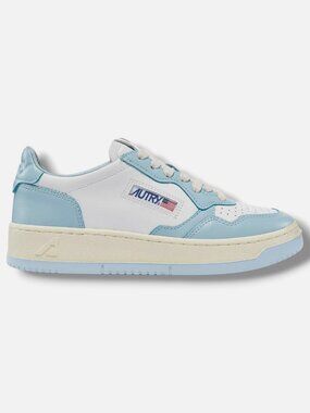 Autry Women's White Blue Medalist Leather Low-Top Sneaker Shoe Size EU:41 US:11